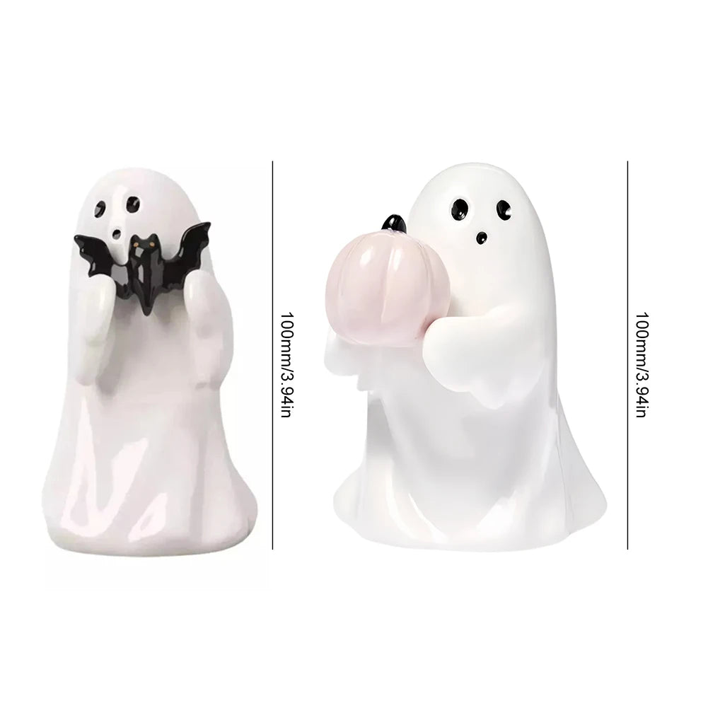 Halloween Pumpkin/ Bat Holding Ghost  Figurine