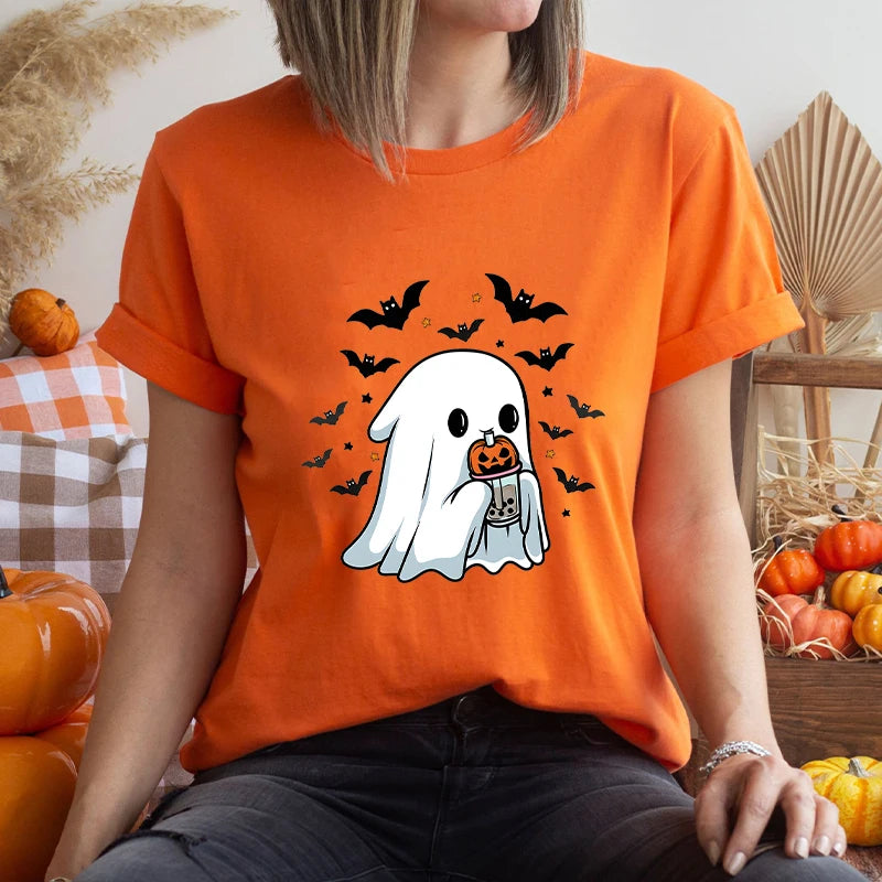 Cute Ghost Boba Tea T Shirts