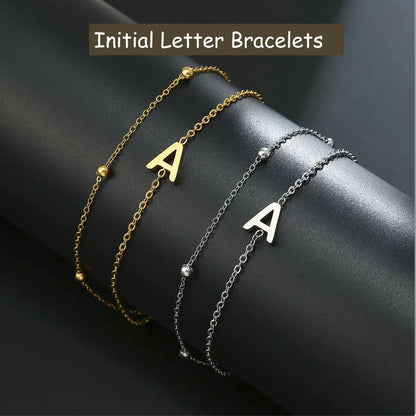 Initial Stainless Steel Double Chain Bracelet