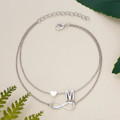 Initial Heart Anklet Bracelet