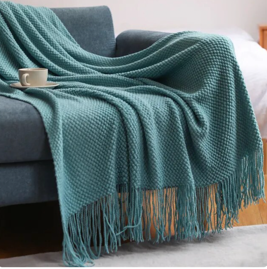 Textile City Corn Grain Waffle Embossed Knitted Blanket