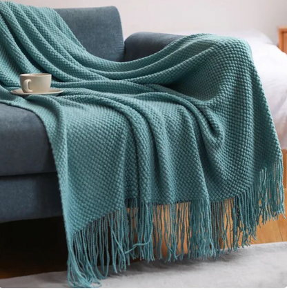 Textile City Corn Grain Waffle Embossed Knitted Blanket